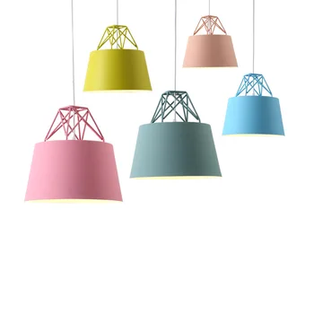 

Nordic Dining Room Pendant Lights Modern Simple Creative Fashion Art Bedroom Macaron Single Head Colorful Metal Foyer Droplight