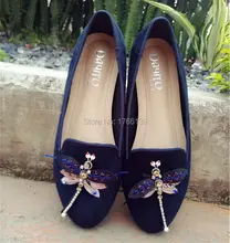 Dragonfly Decor Women Casual Loafers Comfortable Suede Flat Shoes Woman Ballet Shoes Moccasins Espadrilles Ballerina Flats