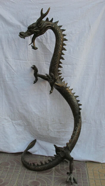 

wholesale factory 48" Chinese Bronze success Feng Shui Zodiac Year Stand Dragon sculpture Statue