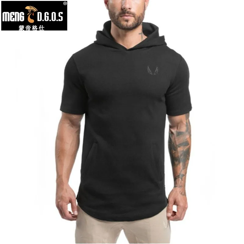 

2019 brand men's short hoodie fashion pullover casual coat gyms fitness bodybuilding jacket sweatshirt men's sportswear