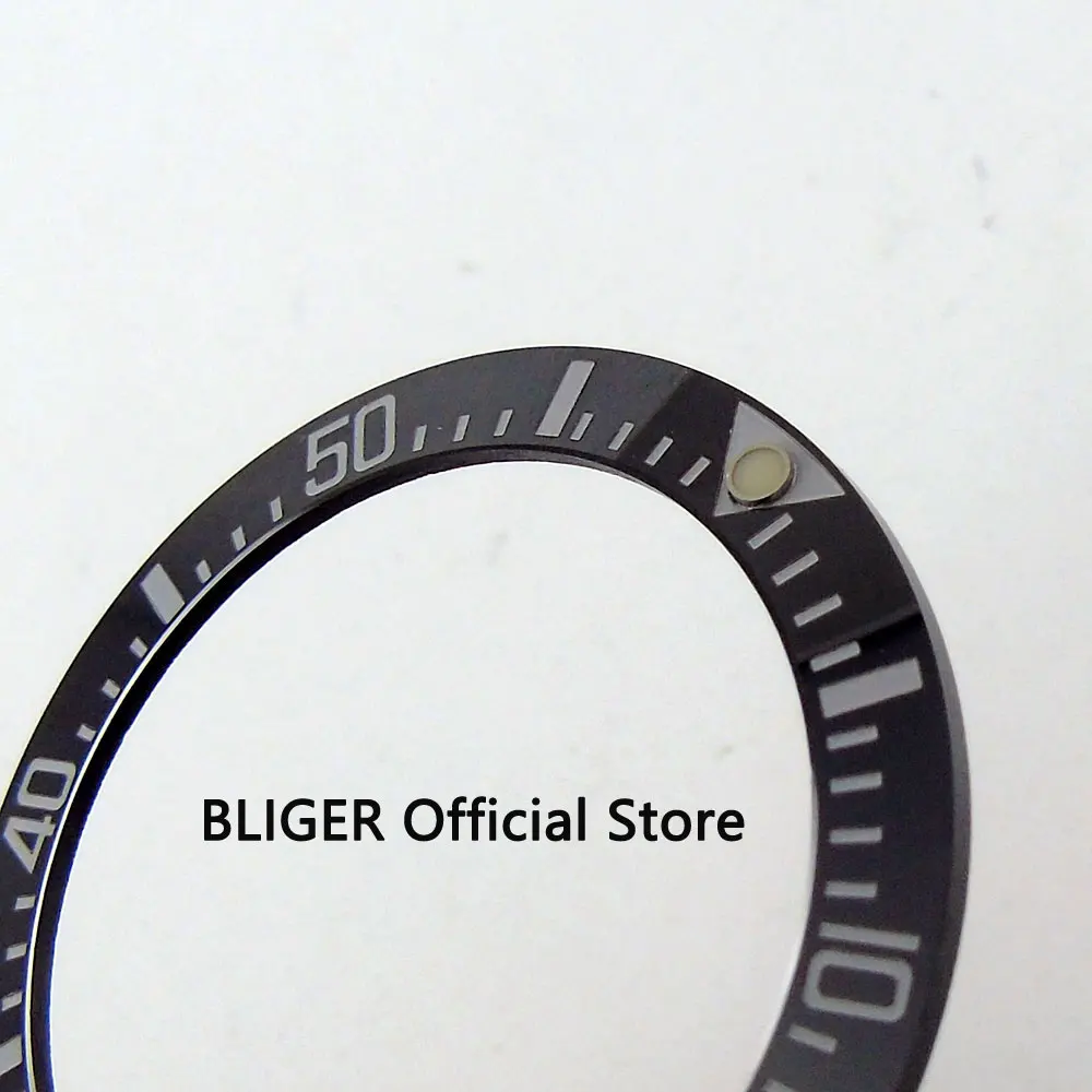Bliger новейший 40,7 мм черный керамический ободок со светящимися метками вставки часы подходят для автоматического движения мужские Часы Ободок BB19