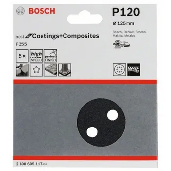 

BOSCH 2608605117 Lija Eccentric F355 125mm 8 P G120 X5