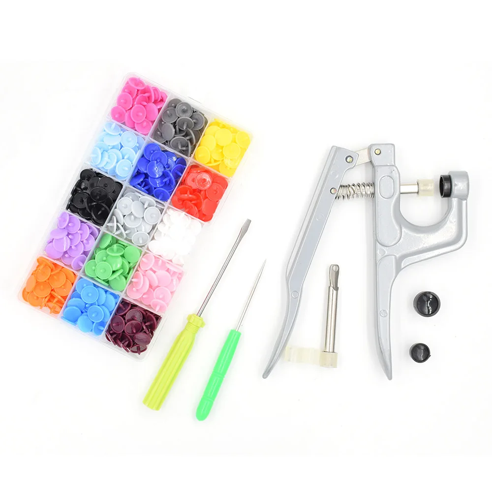 

1Set Metal Press Pliers Tools Used for T3 T5 T8 Button Fastener Snap Pliers+150 Set T5 Plastic Resin Press Stud Cloth Diaper