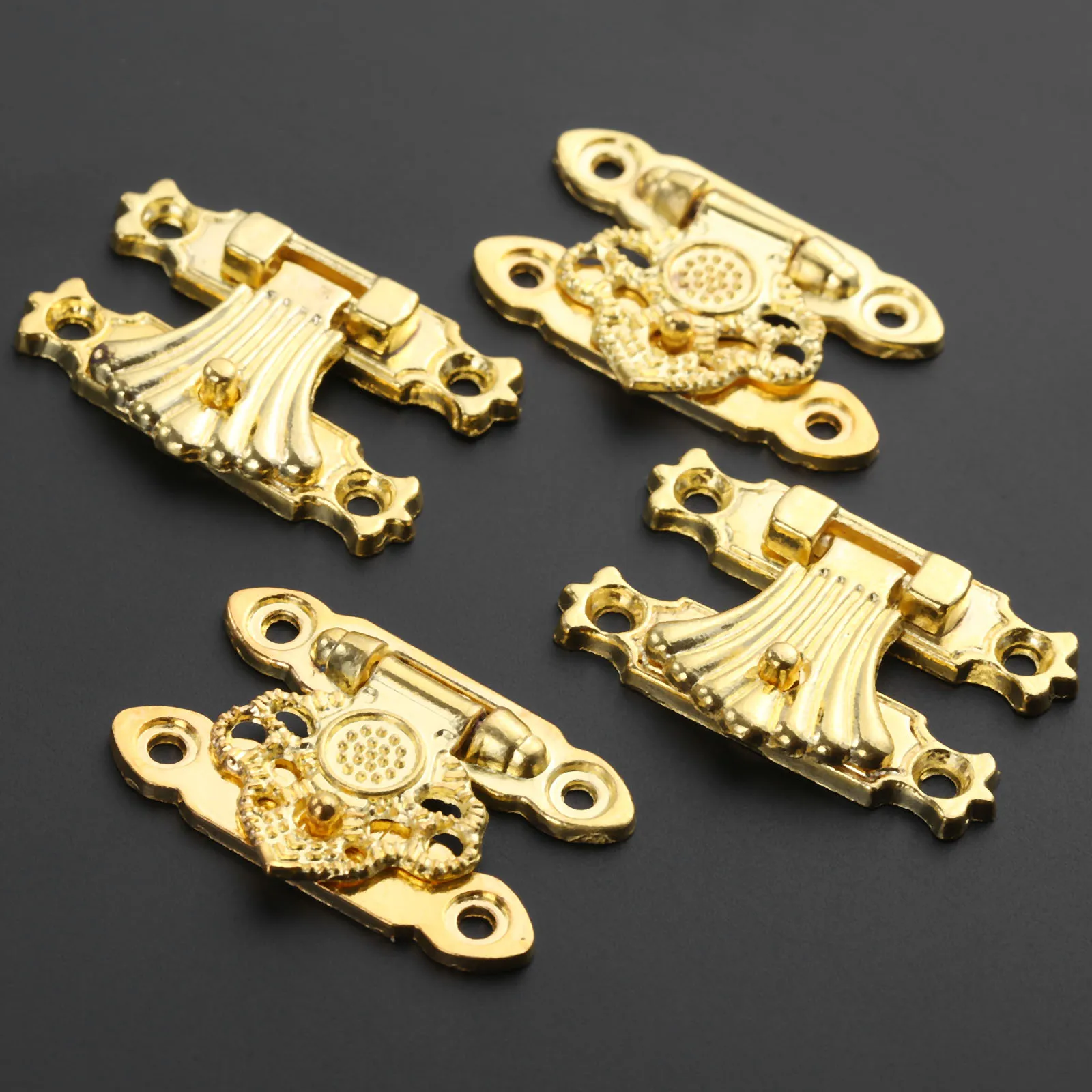 

37x24mm Box Latch Clasps Antique Alloy Jewelry Box Padlock Hasp Locked Bronze Flower Wooden Wine Gift Box Handbag Parts