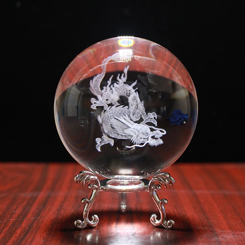 6 см/8 см лазерной гравировкой Cupid Дракон круглые кристаллы стеклянный глобус орнамент домашний Декор подарок