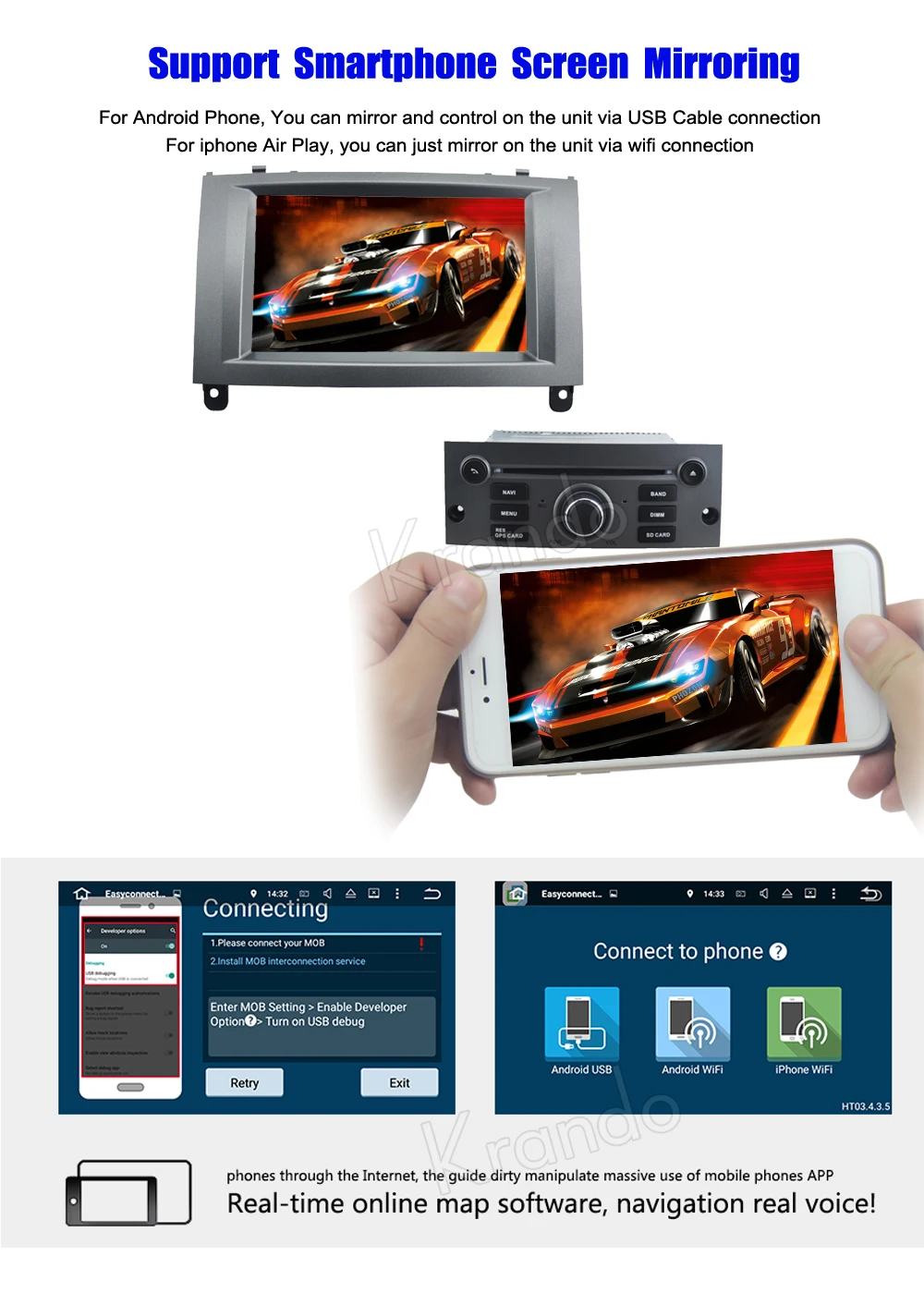 Sale Krando Android 8.0 car dvd player multimedia for peugeot 407 2004-2010 radio gps navigation system WIFI 3G Playstore AC 5