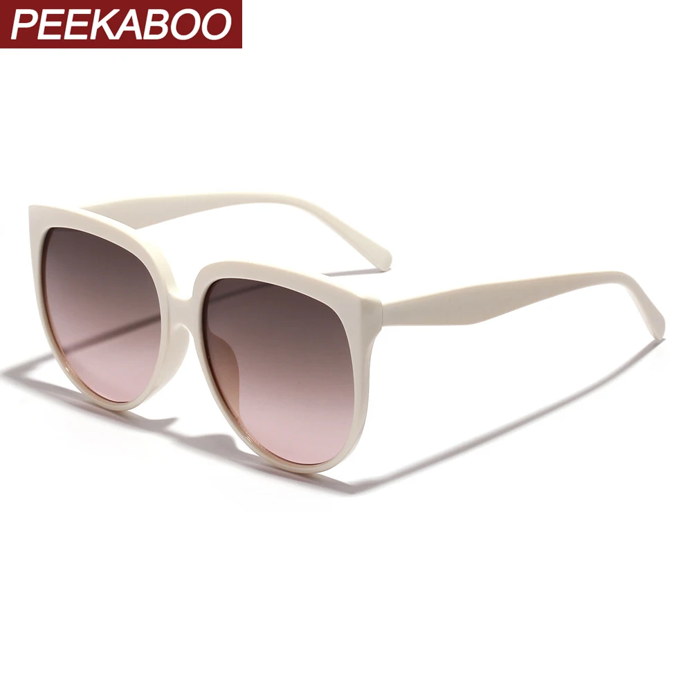 Женские солнцезащитные очки в стиле ретро Peekaboo белые большого размера с черным