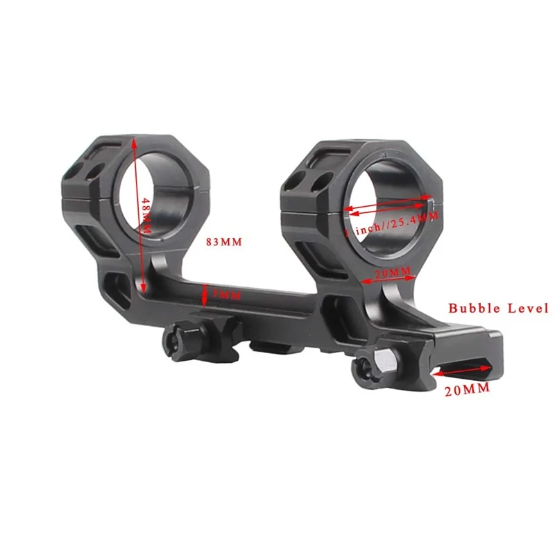Extend Dual Ring Automatic AR15 M4 M16 Optics Defense Rifle Optical Scope Mount 1 Inch 30mm Picatinny Weaver Rail 20MM Ring Mount with Bubble Level RL2-0028-12