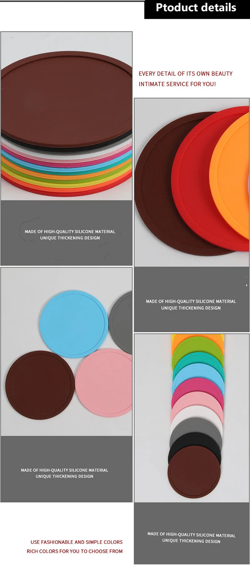 10CM Round Silicone Coaster Creative Simple Candy Colors Placemats Waterproof Non-slip Insulated Tea Coffee Coaster Table Mat    (27)