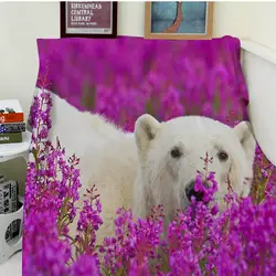 Одеяла комфорт тепло мягкий Уютный Кондиционер легкий уход машинная стирка смешной полярный медведь в цветы фиолетовый