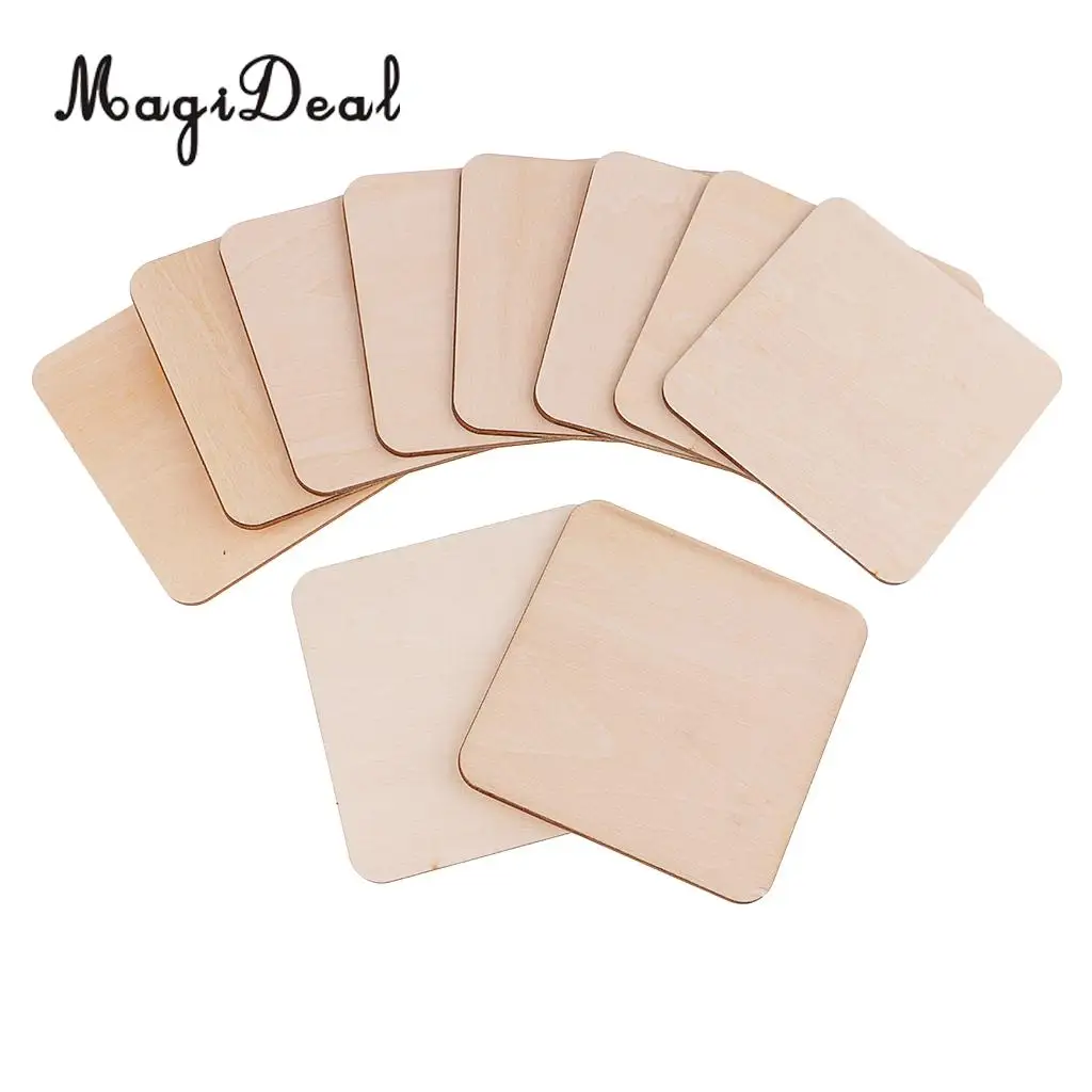 50mm 80mm 120mm Wooden Square MDF Unfinished Wood Pieces Blank Plaque for DIY Craft Pyrography Embellishments