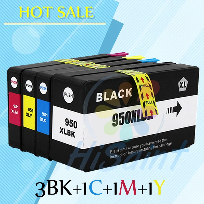 hisaint 6 PK Ink Cartridge for HP 950 951 XL 950XL 951XL Officejet pro 8100 8600 8610 8615 8620 8640 8630 251dw Plus Printer | Компьютеры