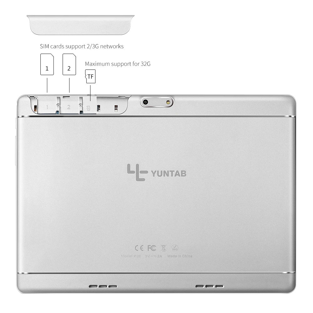  Yuntab 9.6inch K98 Tablet PC Android 5.1 unlocked smartphone Webcam IPS800*1280 with dual camera Bl