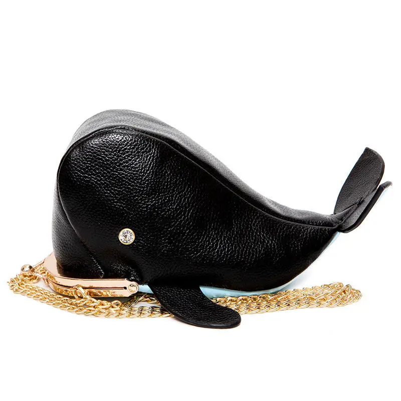 

Ladies shoulder bag cute whale style personality design pu leather chain purse handbag women's crossbody mini messenger bag