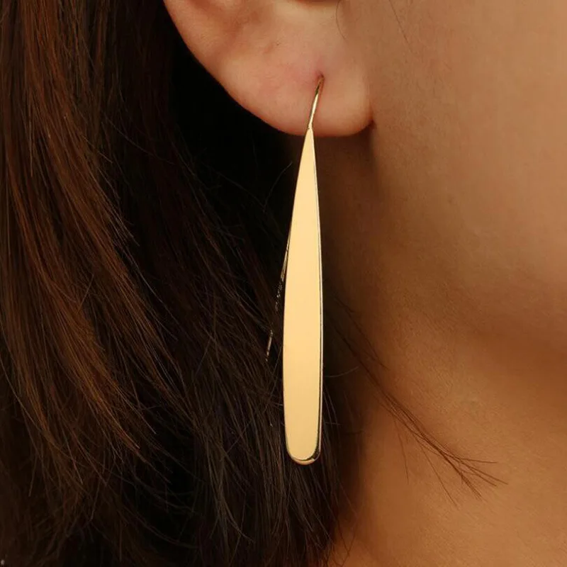 

Minimalist Metal Alloy Gold Silver Sequins Long Strip Earrings For Women Earings Fashion Jewelry Aretes De Mujer Modernos 2018