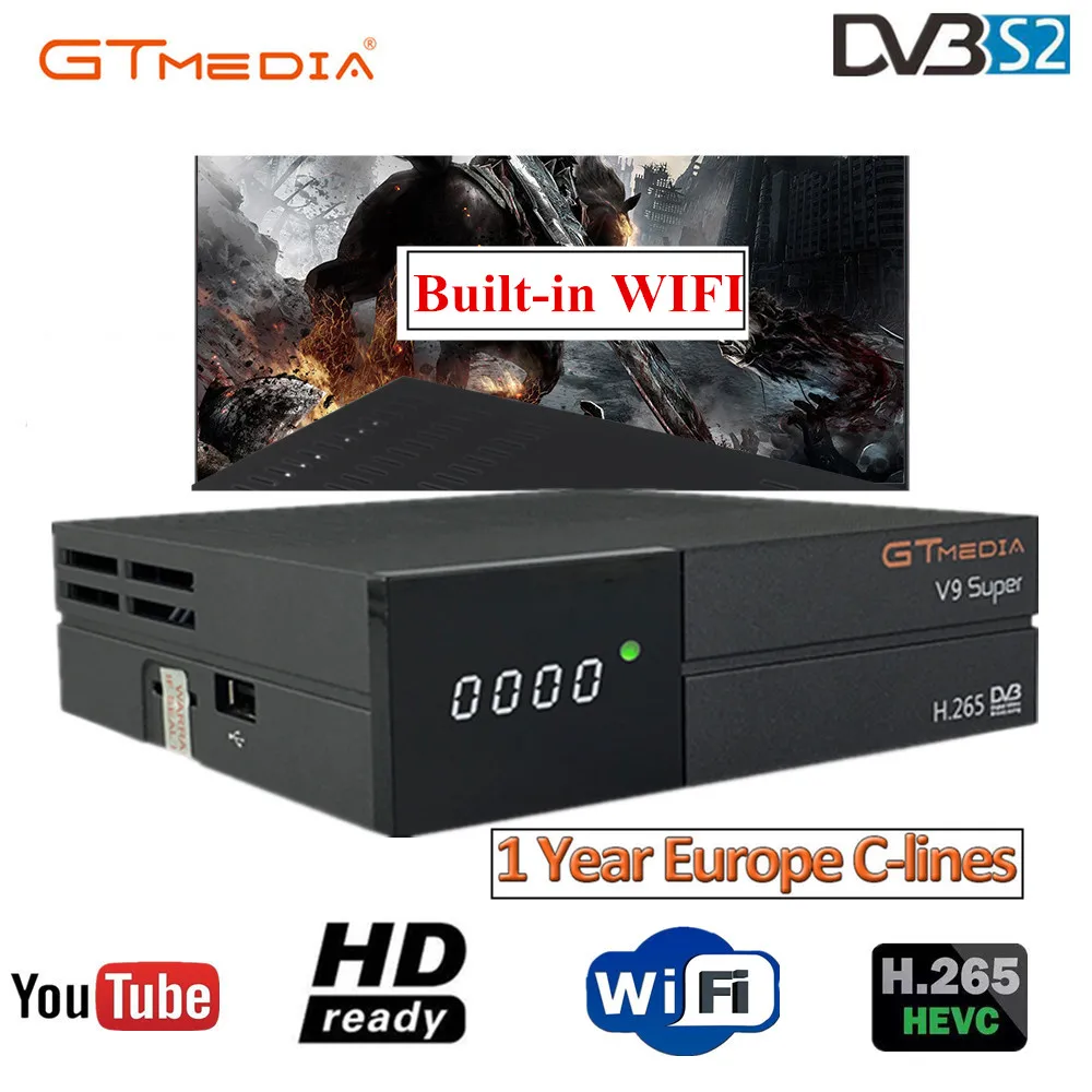 GTMedia V9 супер Full HD DVB-S2 спутниковый ресивер 1 год Европа Cccam 7 линия же Freesat V9 Супер Обновление от Freesat V8 супер