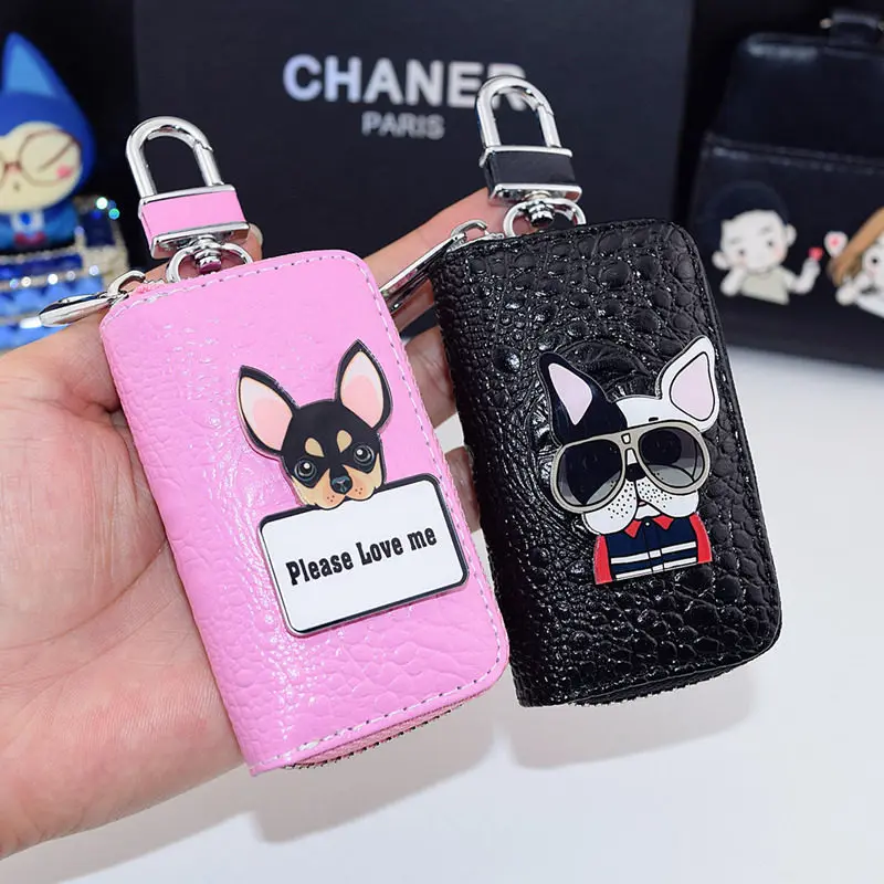 

PU Leather Car Key Holders Housekeeper For Women Cute Key Bag Multifunctional Home Keychain Case Female Key Wallet