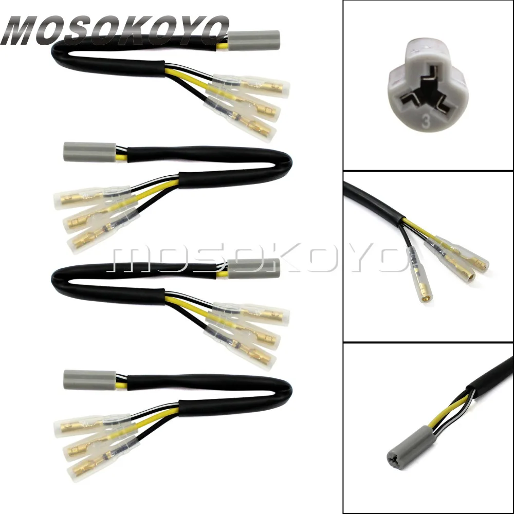 4pcs Motorcycle Turn Signal Wire Connectors Plug Indicator Adapter