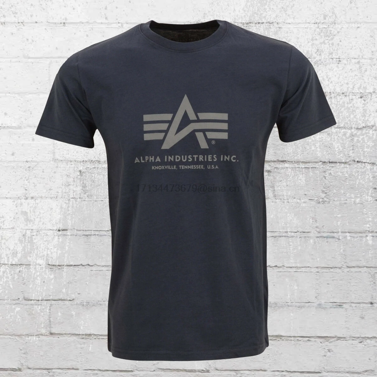 

Alpha Industries T-Shirt Manner Basic Dunkel Blau Herren T Shirt Men Tee Rep Blue Colour Funny Printed