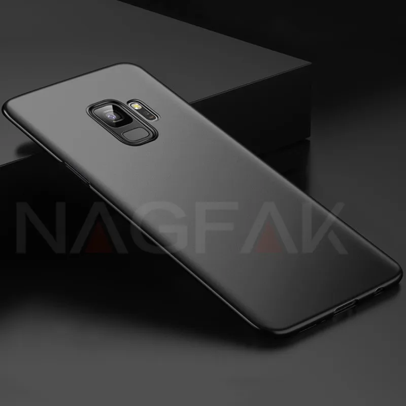 Роскошный Матовый Жесткий чехол для телефона NAGFAK для samsung Galaxy S9 S9Plus S8 S8Plus S7 S6 Edge, Ультратонкий Пластиковый чехол для телефона из поликарбоната - Цвет: Черный
