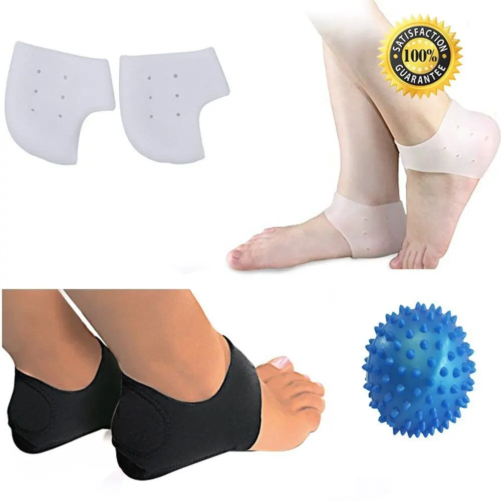 

Plantar Fasciitis Therapy Wrap Kit 5 Pcs Massage Ball Arch Support Silicone Heel Sleeve