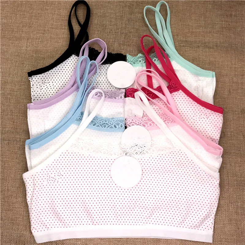 

1pc Teenage Underwear Girls Cutton Lace Wireless Young Training Bra For Kids And Teens Puberty Clothing For Girl Children