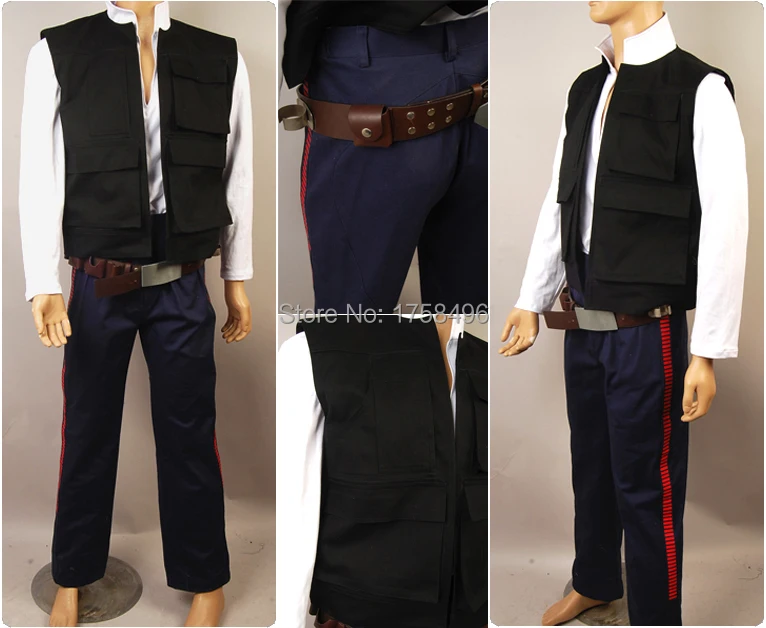 Halloween Star Wars A New Hope Han Solo Cosplay Costume Vest Shirt Pant Full Set