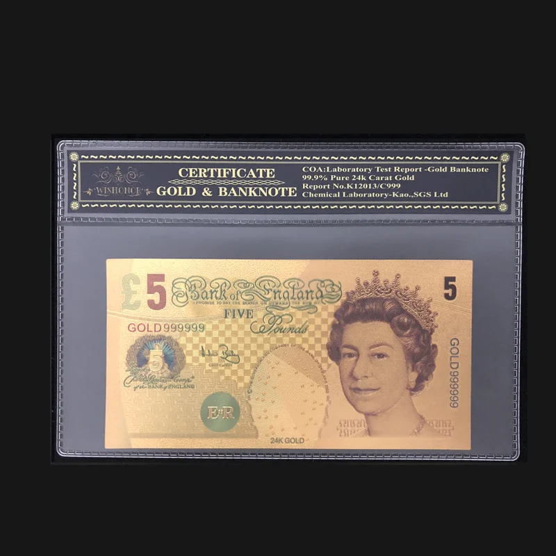 24k золотые британские 50 фунтов Банкноты с пластиковой рамкой цветные английские золотые банкноты для коллекции бизнес-подарки - Цвет: 5