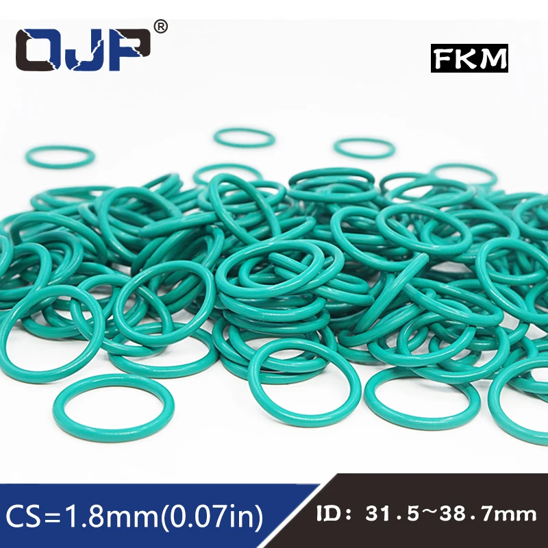 

Уплотнительное кольцо из фторкаучука, 5 шт./лот, зеленое, FKM, CS1.8mm, ID31.5/32,5/33,5/34,5/35,5/36,5/37,5/1/38/38 мм, резиновое уплотнительное кольцо