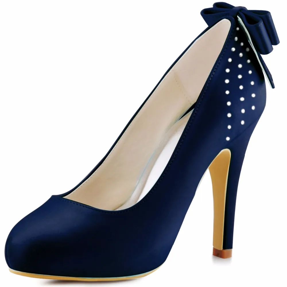 EP11034 IP Navy Blue Women Shoes Bride Bridesmaids Party Pumps High
