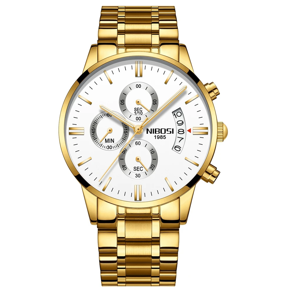 NIBOSI часы мужские золотые Relogio Masculino кварцевые часы Montre Homme Reloj Hombre водонепроницаемые Роскошные брендовые деловые наручные часы