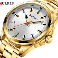 Золотые мужские часы от известного бренда Curren, кварцевые часы для мужчин из нержавеющей стали, мужские наручные часы, водонепроницаемые повседневные мужские часы relogio