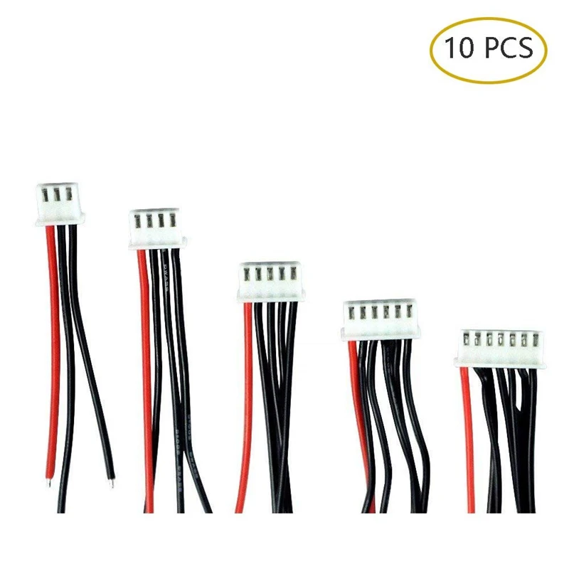 

5PCS/lot 10CM 2S1P 3S1P 4S1P 5S1P 6S1P Balance Charger Cable for Lipo Battery 22 AWG Silicon Wire JST XH Plug
