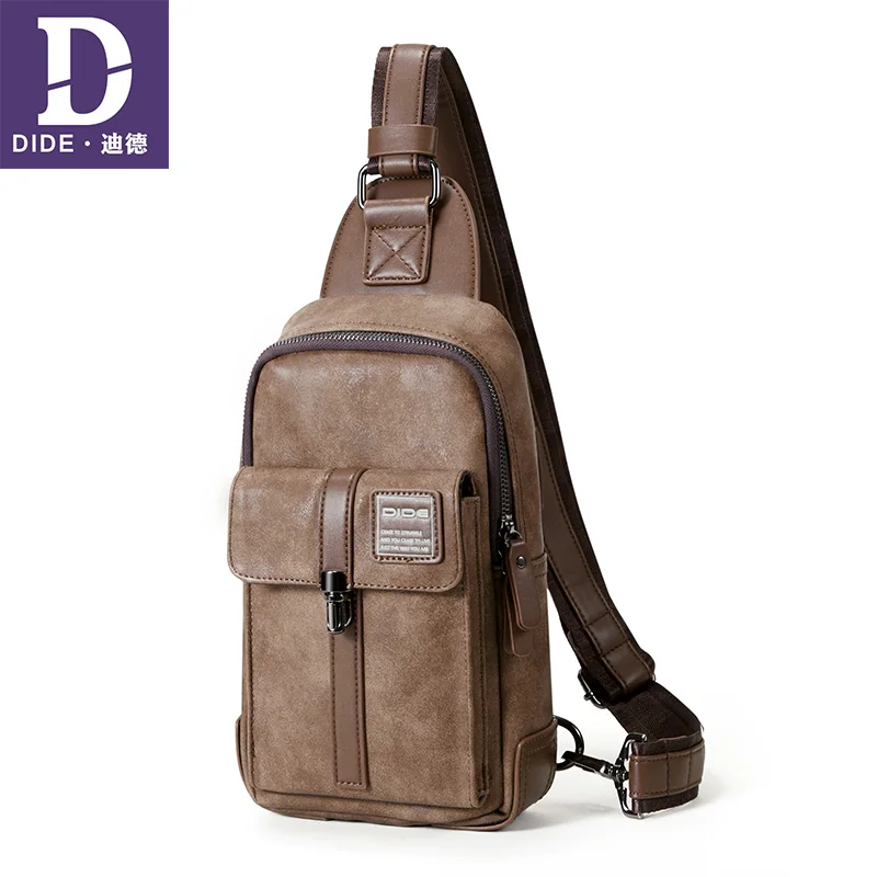

DIDE 2018 Summer Chest Pack Single Shoulder Strap Vintage back pack school bag man Leather Chest Pack Famous Brand