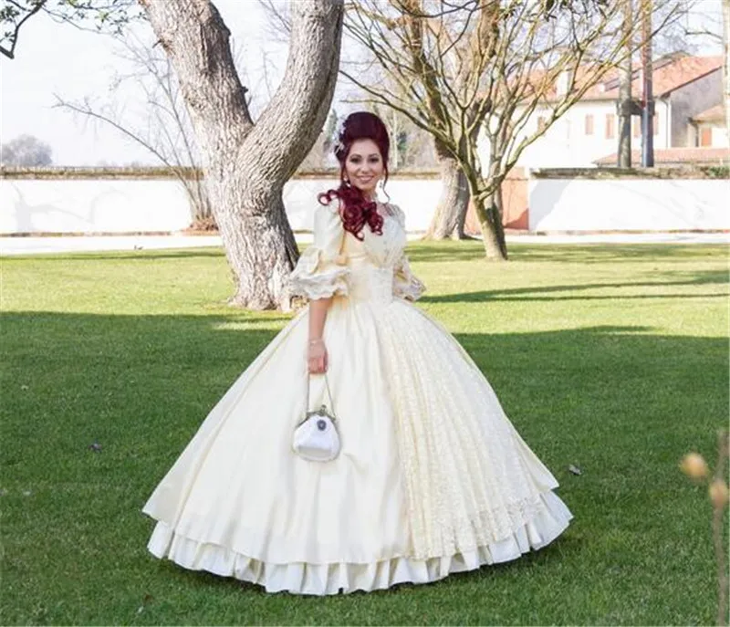 Quinceanera dress Vestido 15 anos Champagne Ball Gown Lace Scoop Half Sleeve Gardlilac Halloween