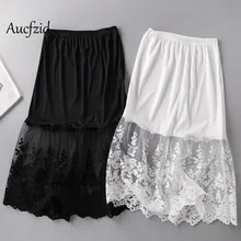 Aucfzid Тюлевая юбка средней длины Для женщин прямые юбки женская летняя с высокой талией, с кружевным плетением, винтажные тонкие юбки A075