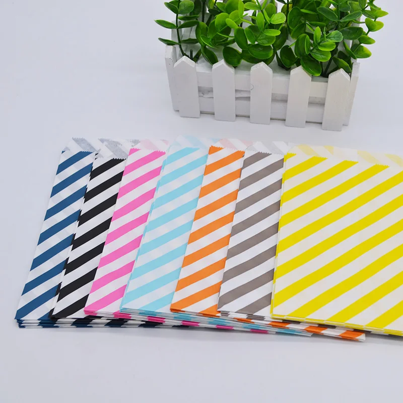 

25Pcs 12.5*17.5CM Popcorn Paper Bags Twill Stripes Candy Box Gift Packaging Bags Printed Paper Treat Bags Wedding Birthday Decor