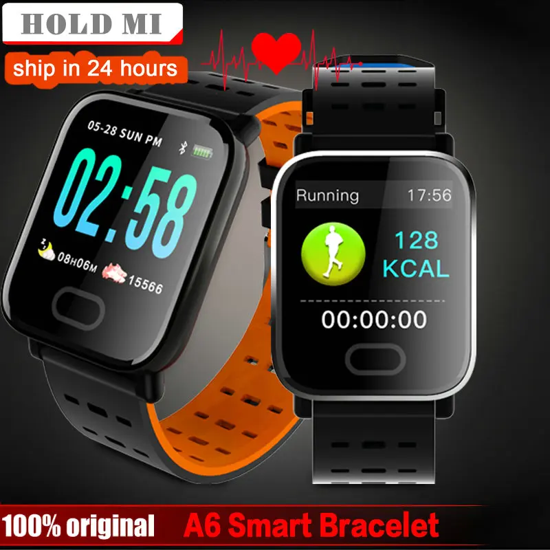 A6 Smart watch Heart Rate Monitor Blood Pressure Measure Sport ...