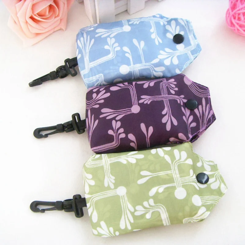 

Nylon Folding Portable Shopping Handbags Holiday Laundry Bags Floral Printing Reusable Large Women Shoulder Shopping Bags