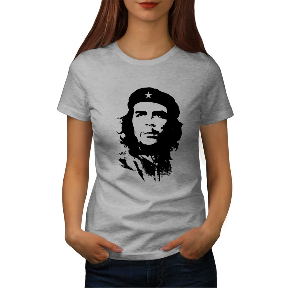 BLWHSA Che Guevara, женская футболка с принтом, летняя, короткий рукав, хлопок, забавная футболка для девушек, топ, футболка, хипстер, крутая женская одежда - Цвет: Guevara Gray