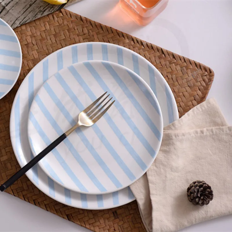 Platos de ceramica pratos de jantar, простая посуда в японском стиле, розовая тарелка, кухонные тарелки для завтрака, platos de ceramica