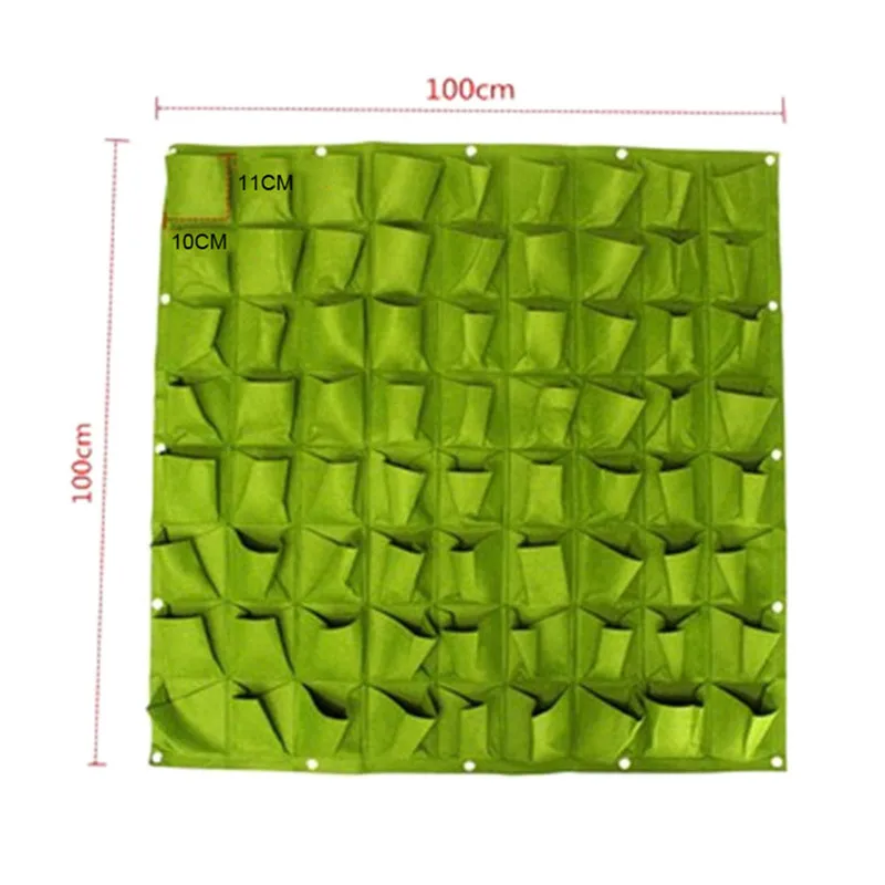 18/72 карманы настенный висячий горшок для растений фетровая вертикальная сумка для посадки цветов цветочные горшки садовые сумки для выращивания горшки украшения для растений - Цвет: 72 Pockets Green