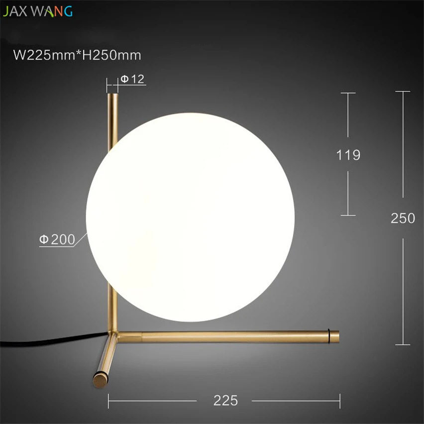 Современный минималистичный Настольный светильник в скандинавском стиле, креативная личность, металлический стеклянный шар, луна, настольная лампа для гостиной, спальни, прикроватный Декор - Цвет корпуса: D
