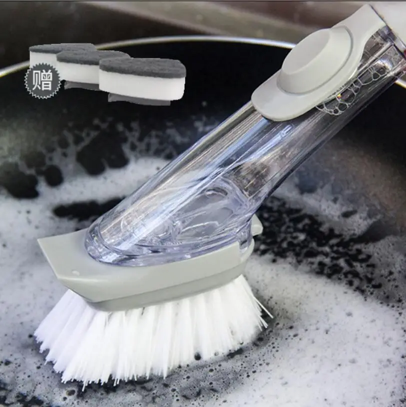 

Automatic liquid addition sponge dishwashing brush long handle wash brush artifact non-stick oil kitchen brush cleaning CF-70