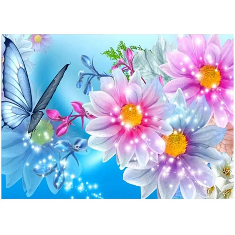 

5D DIY Diamond Embroidery Round Diamond Painting Cross Stitch 3D Diamond Mosaic Needlework Crafts butterfly &flower E5M1