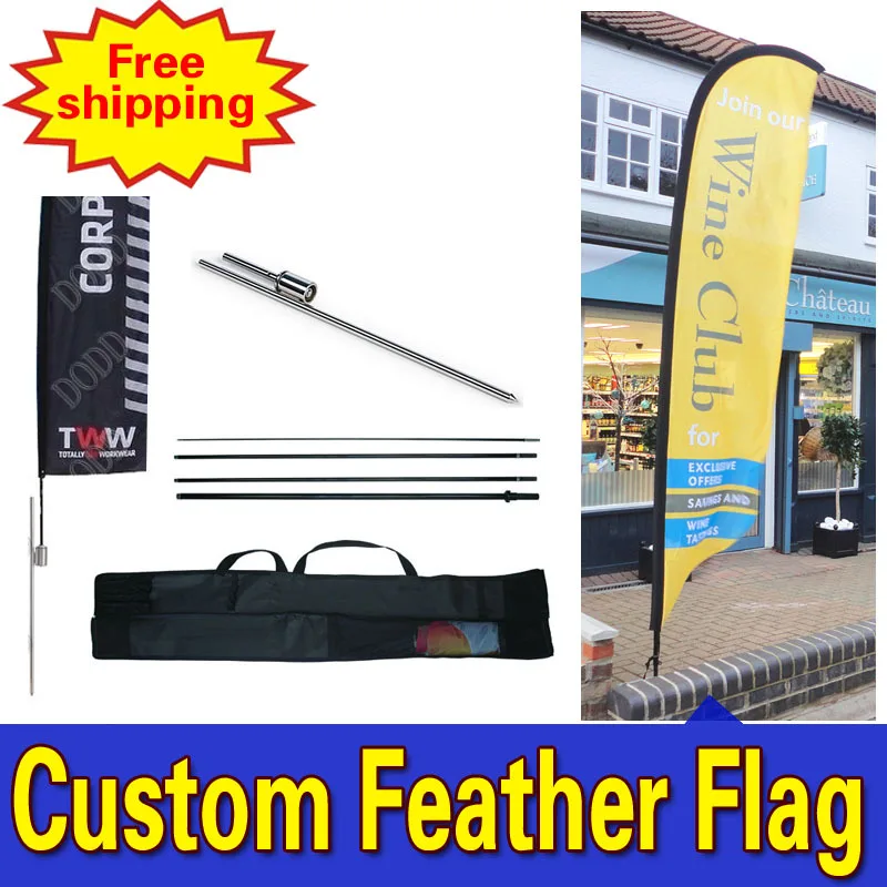 

55cm*260cm FREE SHIPPING Custom Single Sided Promotional Feather Flags with Spike Inground Outdoor Advertising