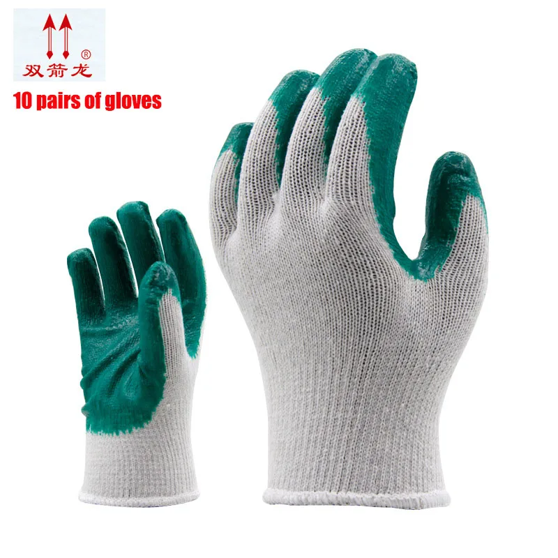 The new 2017 gloves latex cord cotton glove green rubber protect gloves prevent slippery wear