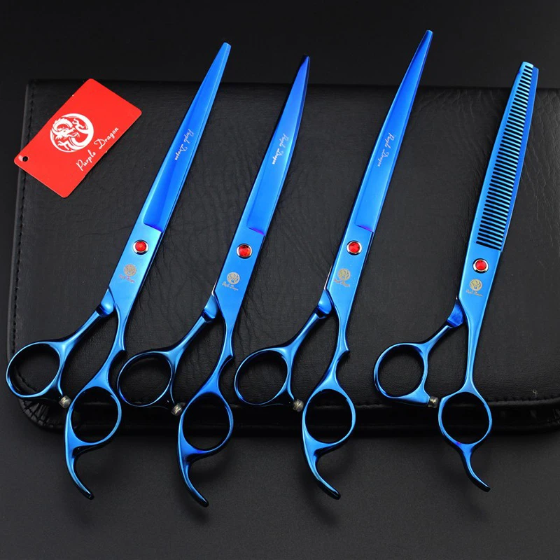 

New Professional Pet Grooming Scissors Sets 8.0 inch High Quality Dog Scissor Hair Cutting+2PCS Curved+Thinning Scissors Shears