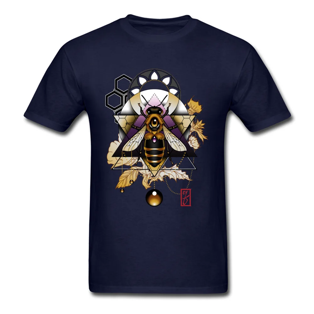 honey bee 8340 Men T Shirt Funny Normal Tops Tees Cotton Crewneck Short Sleeve Funny Tee Shirts Fall Wholesale honey bee 8340 navy
