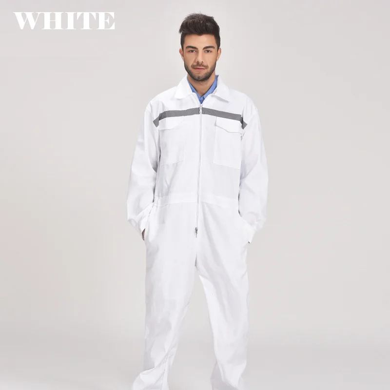 Mens White Orange Blue Reflective Workwear Work coverall strap jumps High Visibility Clothing Overalls Free Post | Безопасность и